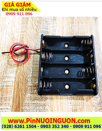 HỘP ĐẾ 4 PIN AA, HỘP ĐẾ Pin AA (Hộp đế chứa 4 pin AA 1.5v tạo thành bộ pin 6V) có sẳn dây điện đỏ đen